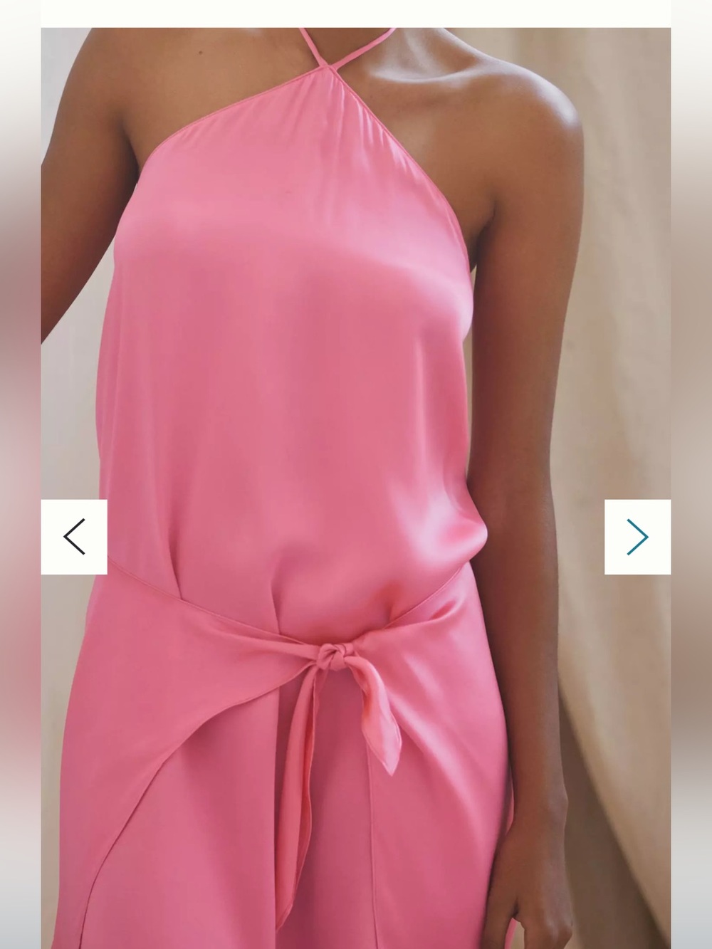 NWT Amanda Uprichard Marrone Silk Halter Mini Dress Pink Rose Ribbon Sz M - Picture 6 of 13